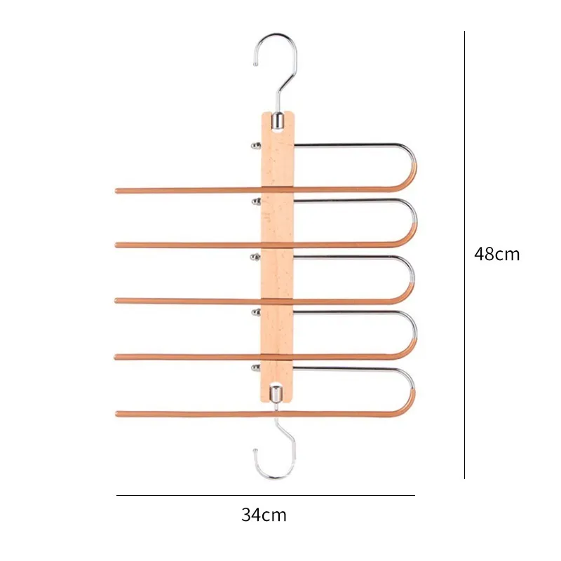 5-in-1-Mehrzweck-Hosenbügel aus magischem Holz für den Schrank-Aufbewahrungsorganisator 220408