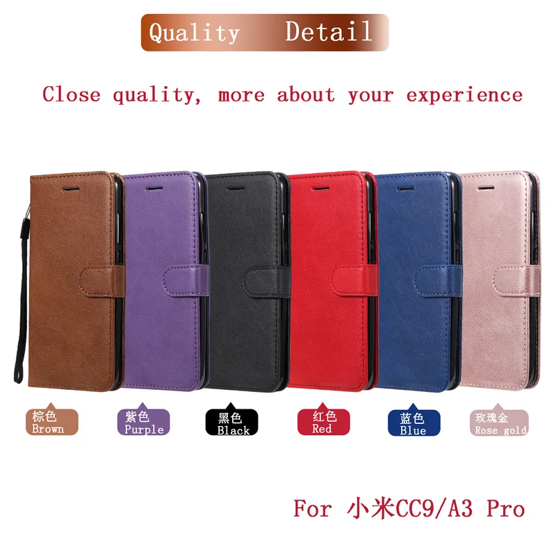 Lederen Flip Cases voor Xiaomimi 10 Lite / Pro CC9 Pro CC9E 9SE 7 8 A3 Pro Play Poco Case Zachte Siliconen Kaart Slots Portemonnee Cover