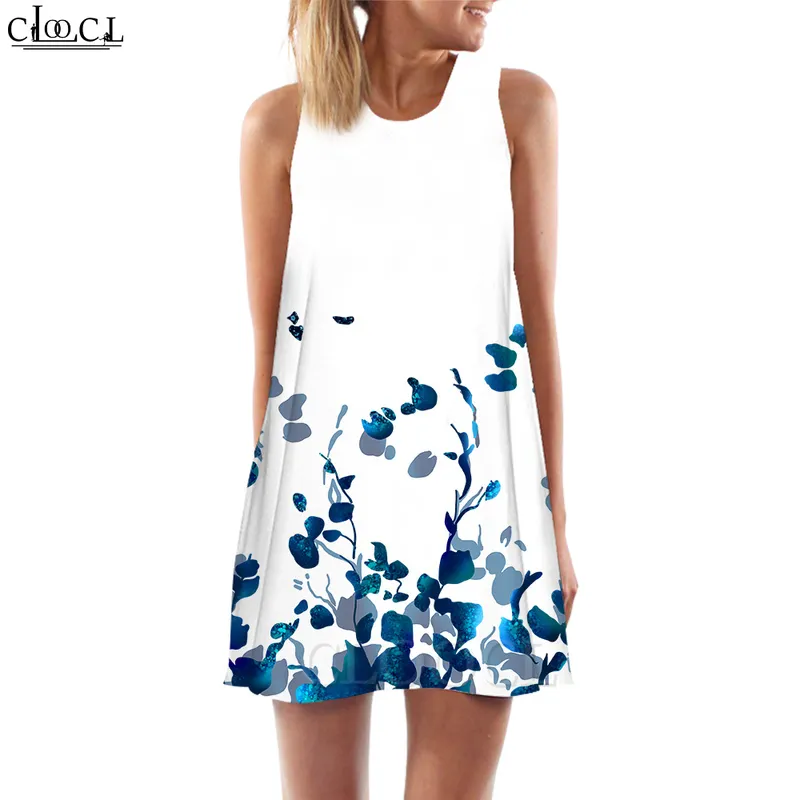 Women Tank Tops Beautiful Floral 3D Printed Dress Fashion Short Female Sleeveless Vest Dress Casual Style 220616