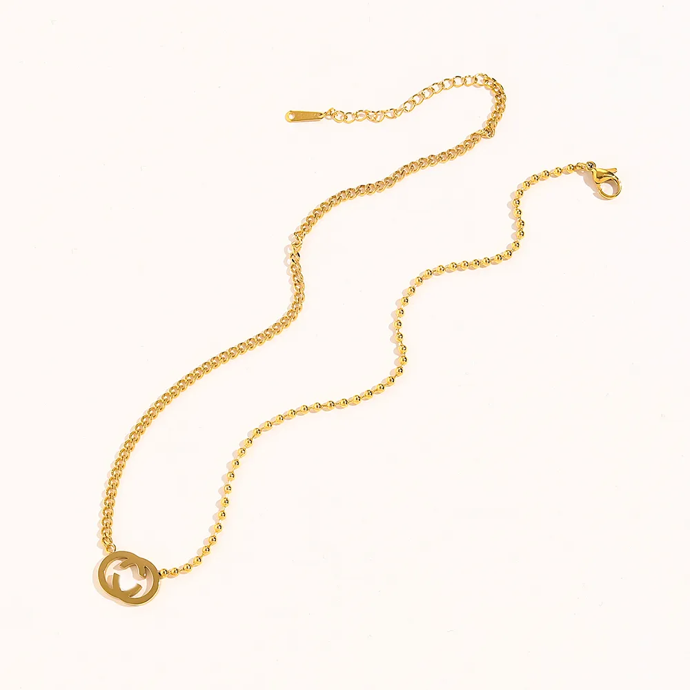 2022 Neue 18K vergoldete Edelstahl-Halsketten-Halsband-Ketten-Buchstaben-Anhänger-Statement-Mode-Damen-Halskette Hochzeitsschmuck A232s
