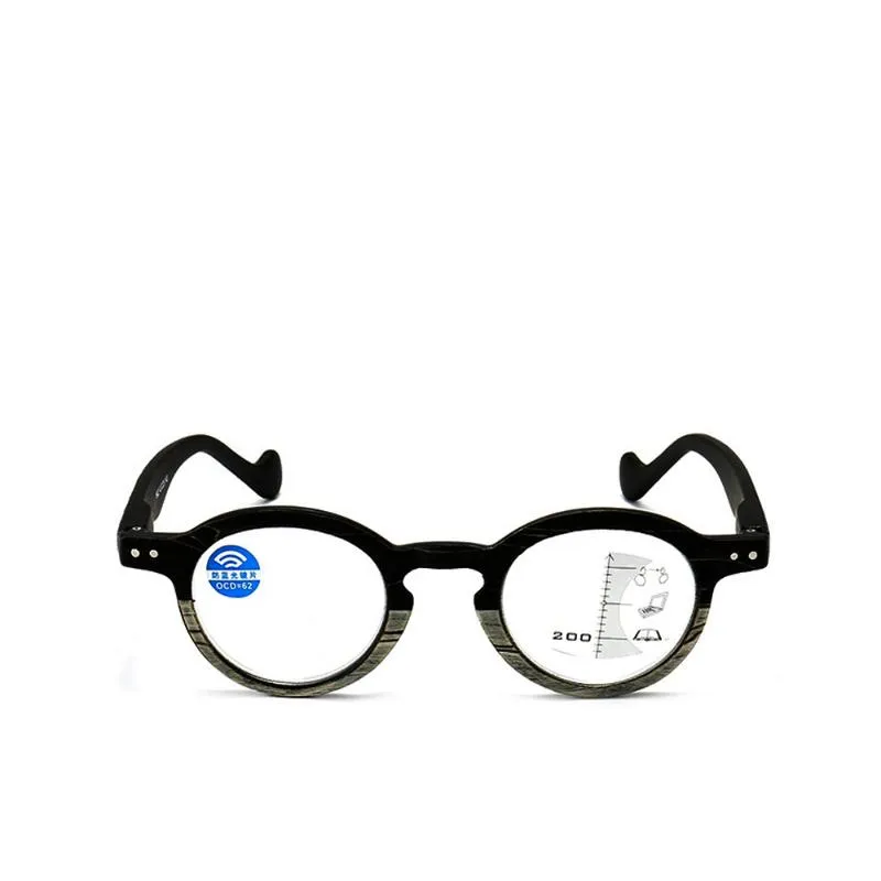 Lunettes de soleil rétro grain de bois progressif multi-focus lunettes de lecture hommes femmes anti-lumière bleue loin et près 1 0 1 5 2 0 à 4 0Sungl244J