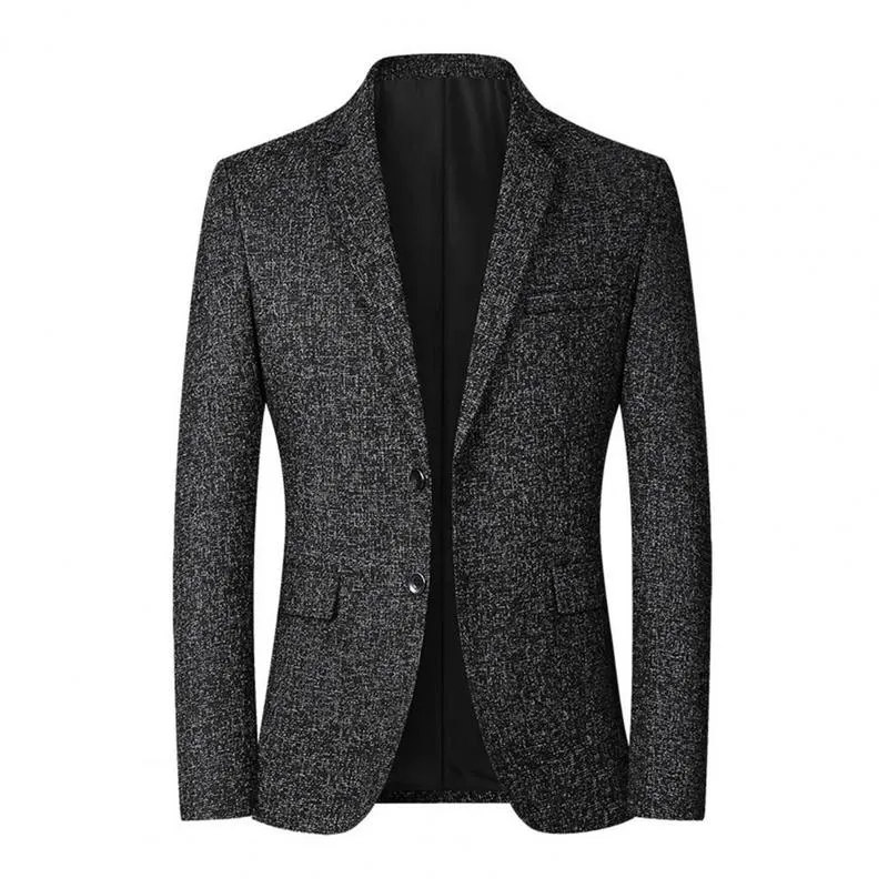 Mannen blazer effen kleur single breasted herfst winter twee knoppen zakken pak jas voor bruiloft 220409