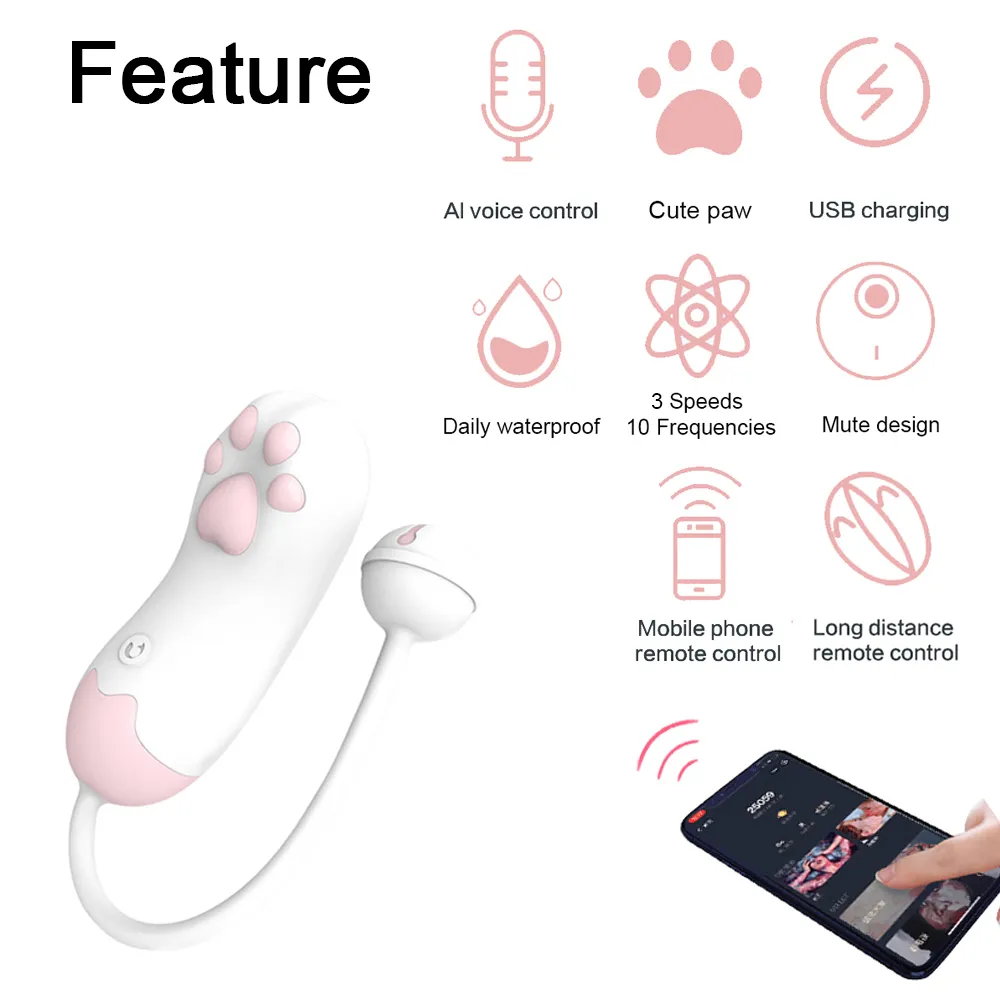 APP Wireless Vibratore Vagina Ball G-spot Clitoride Stimolatore Jumping Egg Masturbazione femminile Cat Paw Palm Love giocattoli sexy