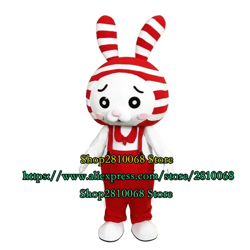 Costume de poupée de mascotte personnalisable mignon rayé lapin mascotte costume de dessin animé adulte jeu de rôle jeu de fête déguisement annonce affichage noël