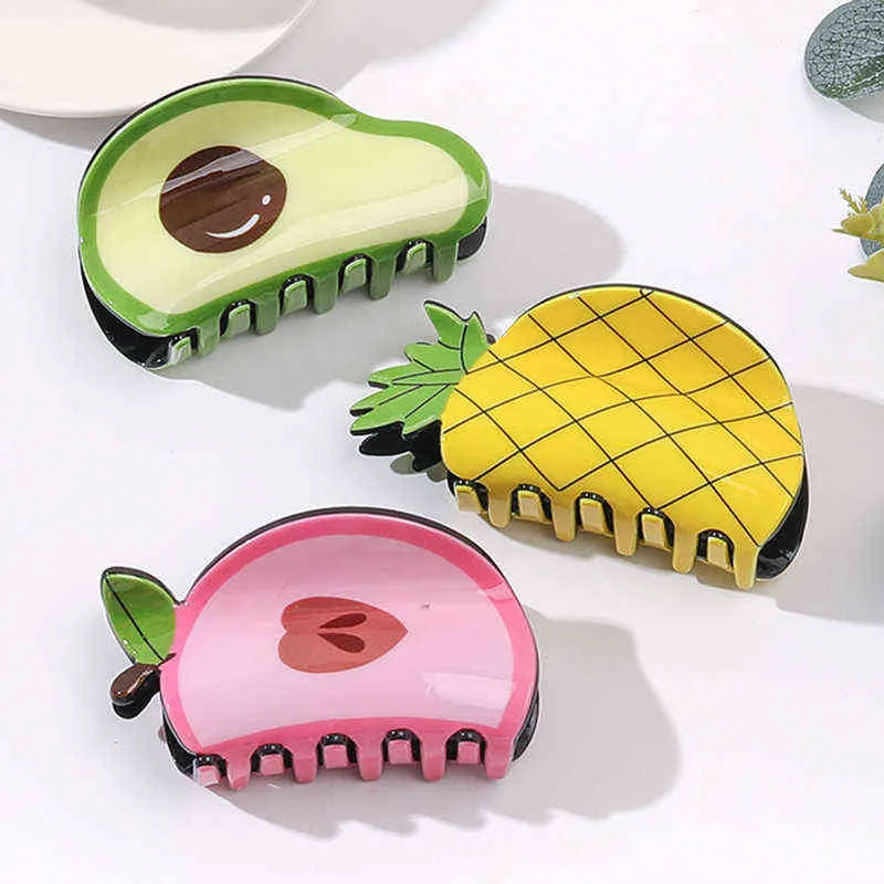 Korea akrylowe owoce Warzywa Strawberry Watermelon Awokado Awokado Klipsy Pazury Pazury na klip włosy