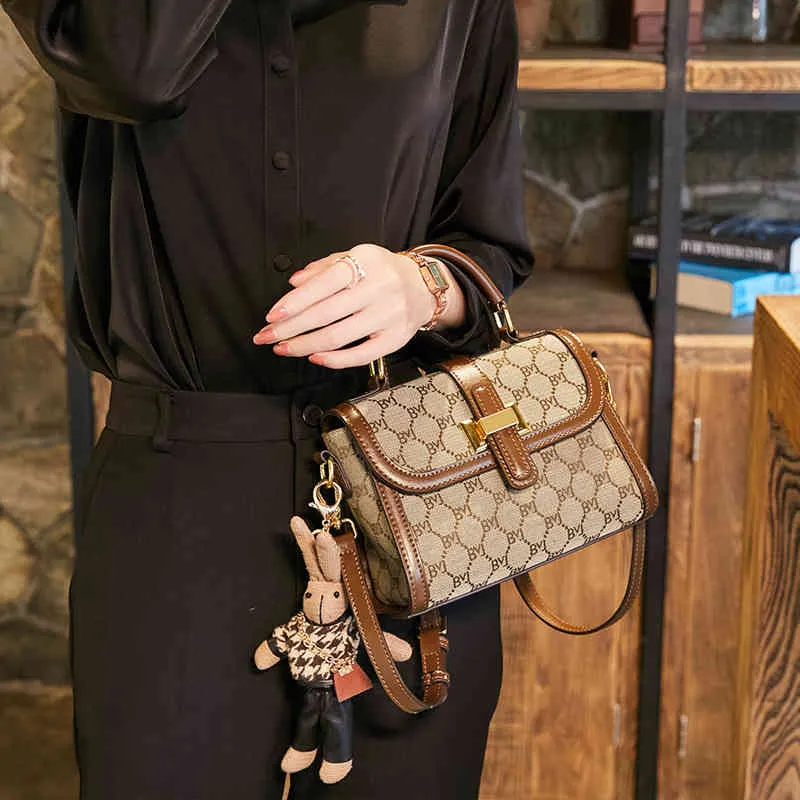 حقائب اليد Sling One Counter Bag Canvas مطبوعة عبر Messenger Women's Spring 2022 محفظة حقيبة مربعة صغيرة جديدة