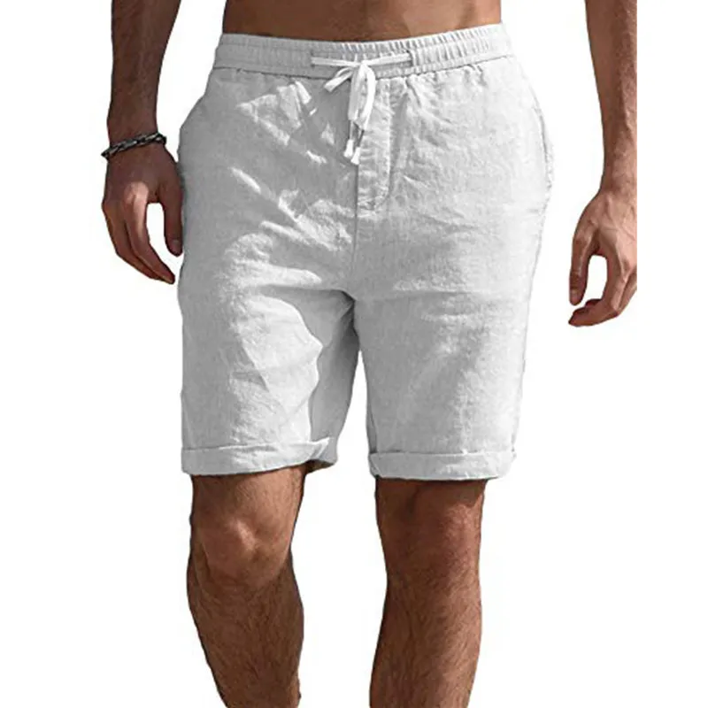 Fashion Mens Casual Linen Shorts Högkvalitativ linne Solid Color Short Pants Mens Summer Beach Breattable Linen Shorts 220602