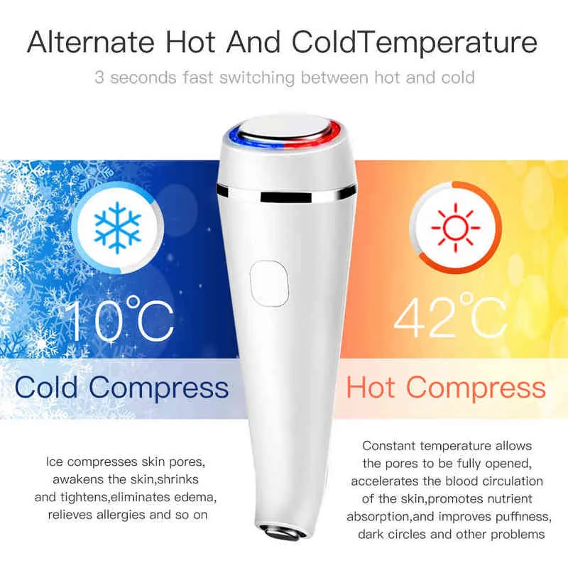 Ultrasonic Cryotherapy Hot Cold Hammer Vibration Face Lift Massager Ultrasound Shrink Pore Skin Rejuvenation Beauty Instrument 220528