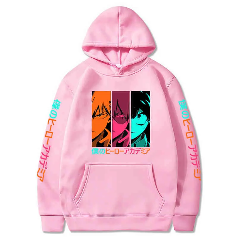 Mój bohater ACADEMIA Drukowane bluzy Harakuju Streetwear Bluza Casual Pulowers Unisex Jesień Zima Z Kapturem Z Kapturem