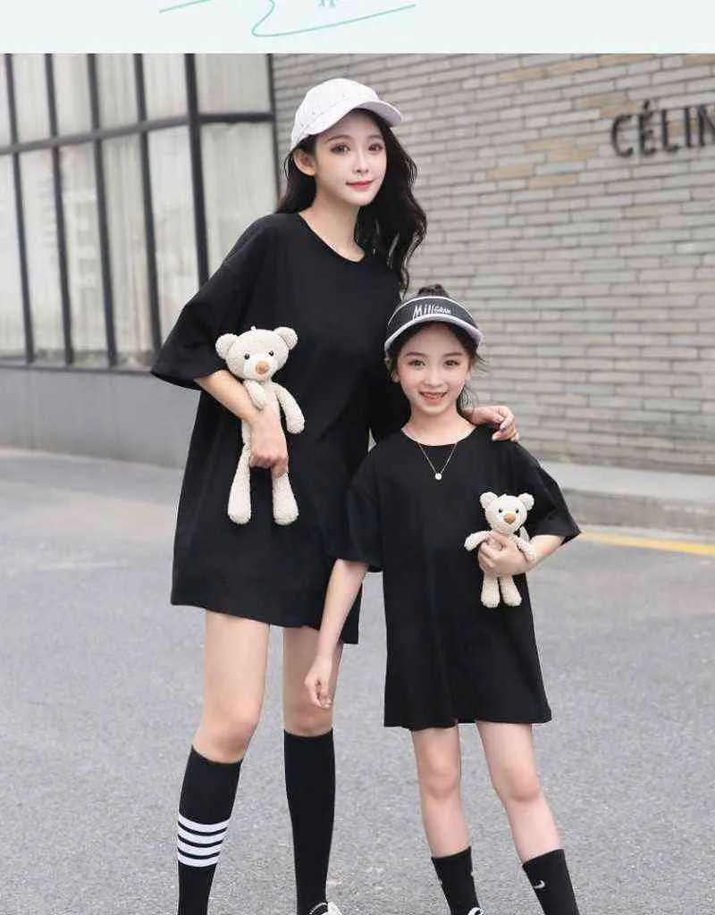 Online parent-child new long detachable teddy bear T-shirt