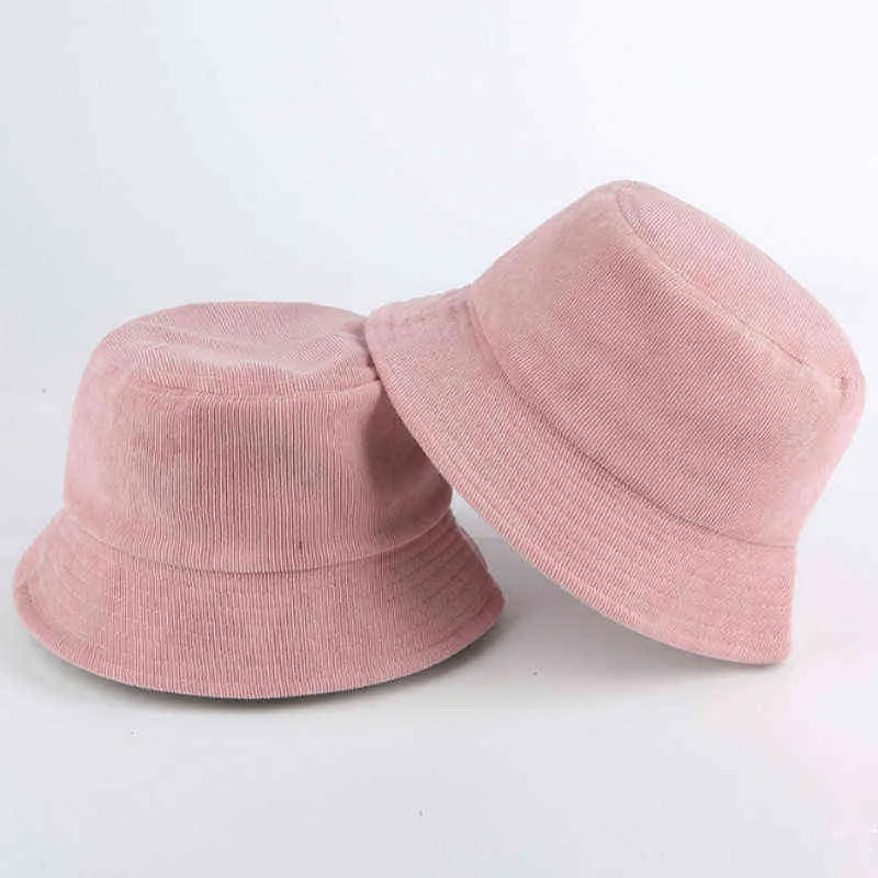 Blank Corduroy Bucket Hat For Women Spring Autumn Plain Men Panama Outdoor Hiking Beach Fishing Cap Sunscreen Female Sunhat Bob G220418