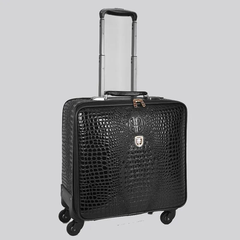 スーツケース本革のワニパターントロリースーツケースユニバーサルホイール16 20インチボードトラベル荷物フルスーツケーススーツケース238E