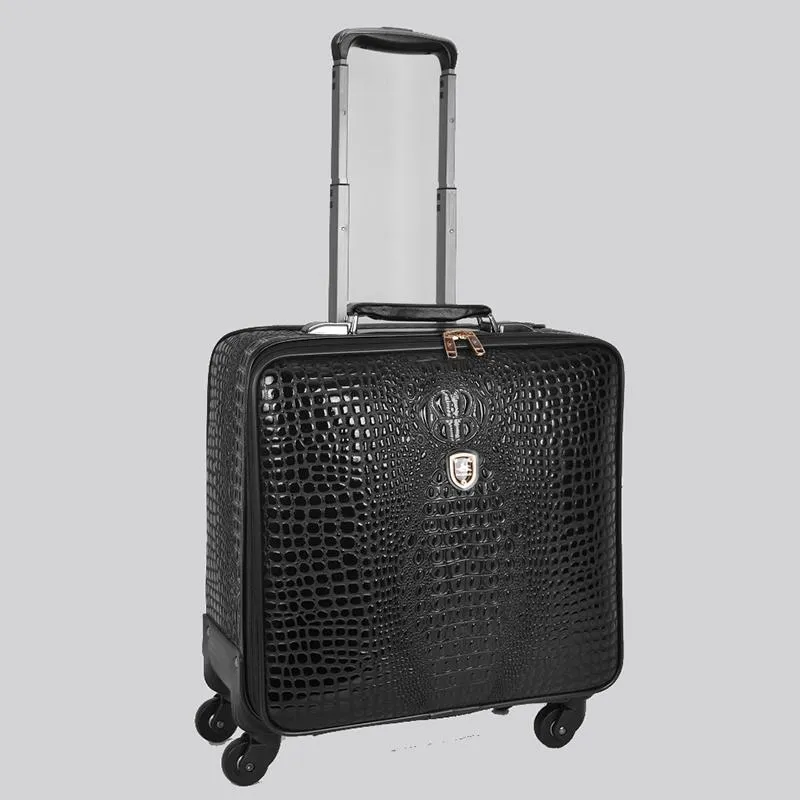 Suitcases Real Leather Crocodile Pattern Trolley Suitcase Universal Wheel 16 20 Inch Boarding Travel Luggage Full SuitcaseSuitcase2253