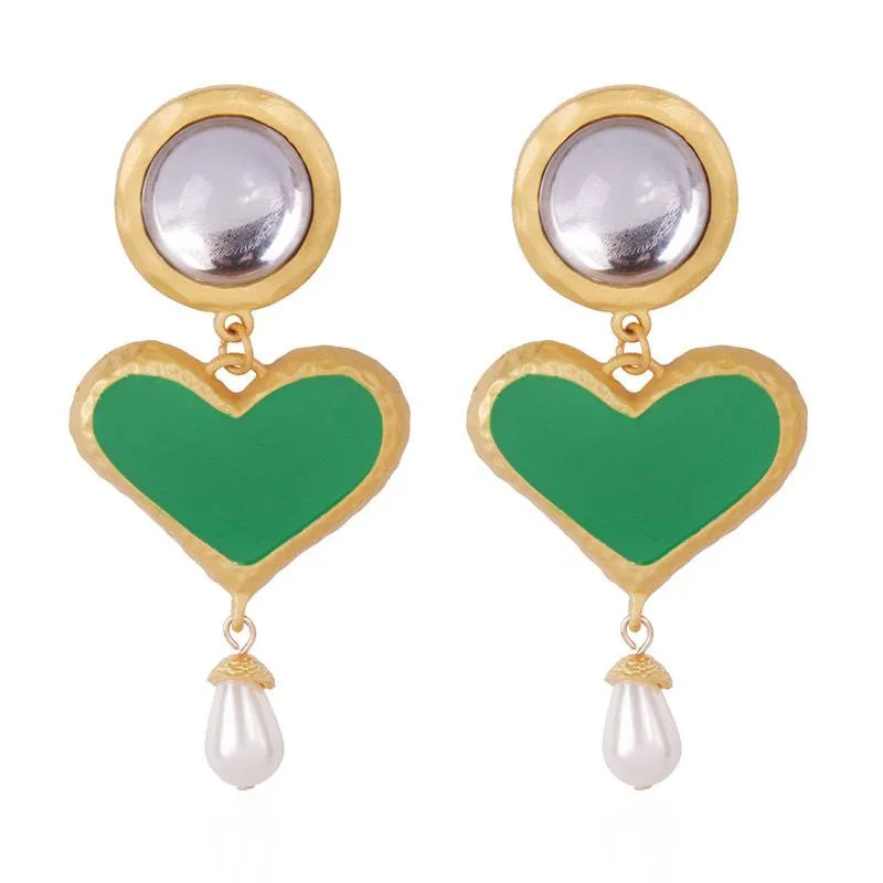 Dangle & Chandelier Fashion Heart Resin Drop Earring For Women Wedding Jewelry Boho Simulated Pearl Statement Party Gifts 2022Dang304V