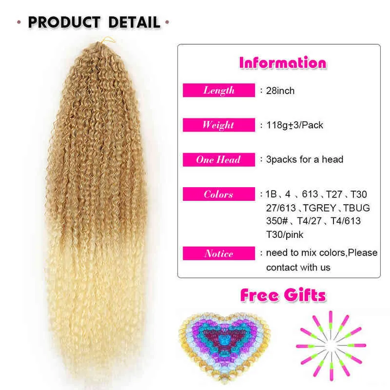 20-28 polegadas Afro Kinky Twist Crochet Braids Hair ombre Braiding Extensions Marly For Women Brown 613 Expo City 220610