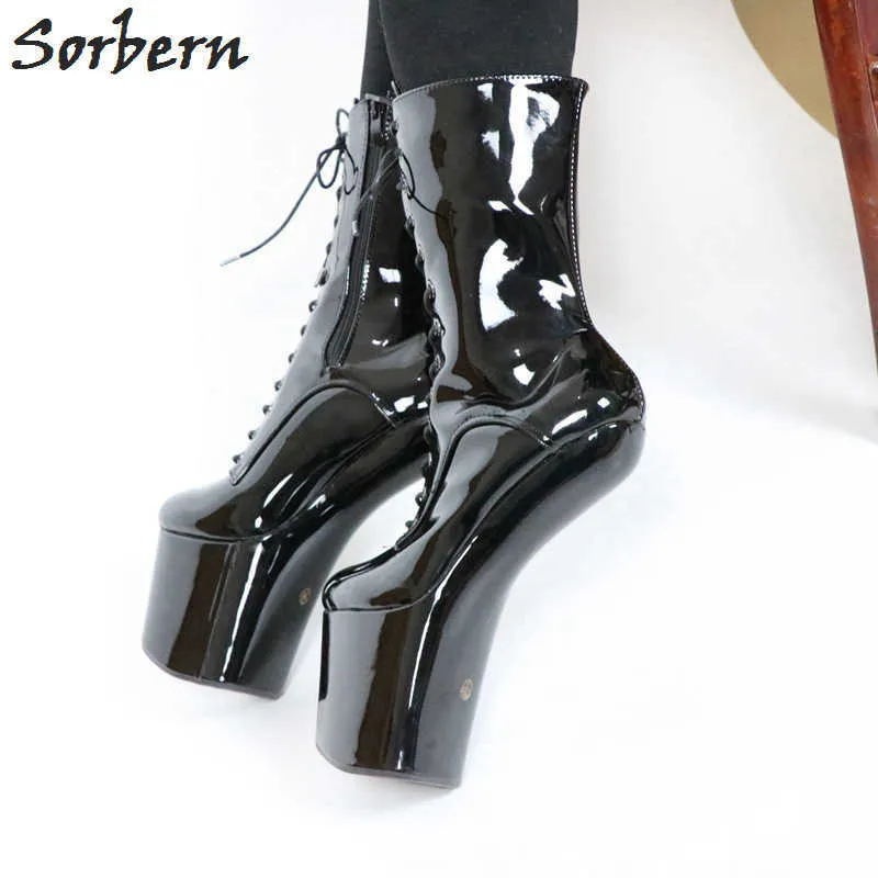 Sorbern 20Cm Hoof Stivaletti senza tacco le donne Scarpe con plateau Cosplay Unisex Dragqueen Booty Tacchi alti estremi Vamp Cos Scarpe