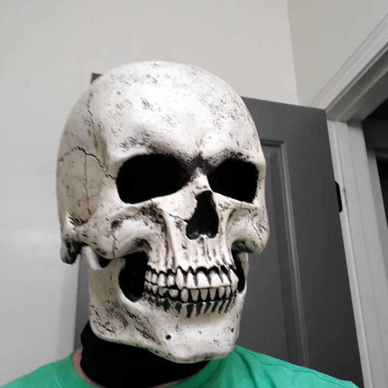 Máscara de halloween mandíbula móvel cabeça cheia crânio máscara halloween decoração horror assustador máscara cosplay festa decoração presente 2204116566321