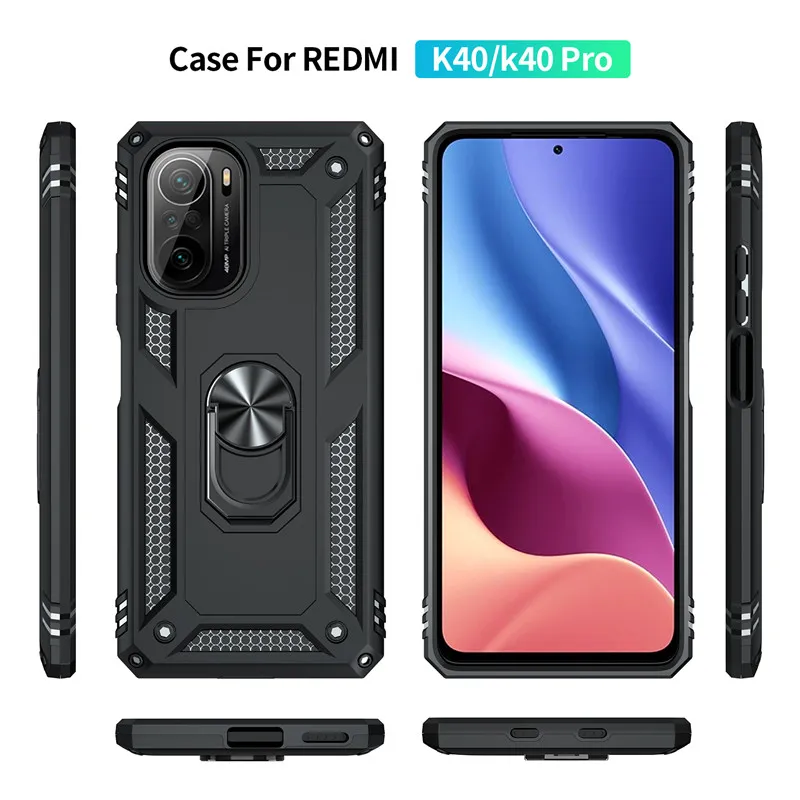 Für Xiaomi Redmi K20 K30 K40 Pro Fall Magnetische Ring Auto Halter Telefon Fall Für Redmi 9AT 9i 9 Prime stoßfest Rüstung Zurück Cover8654146