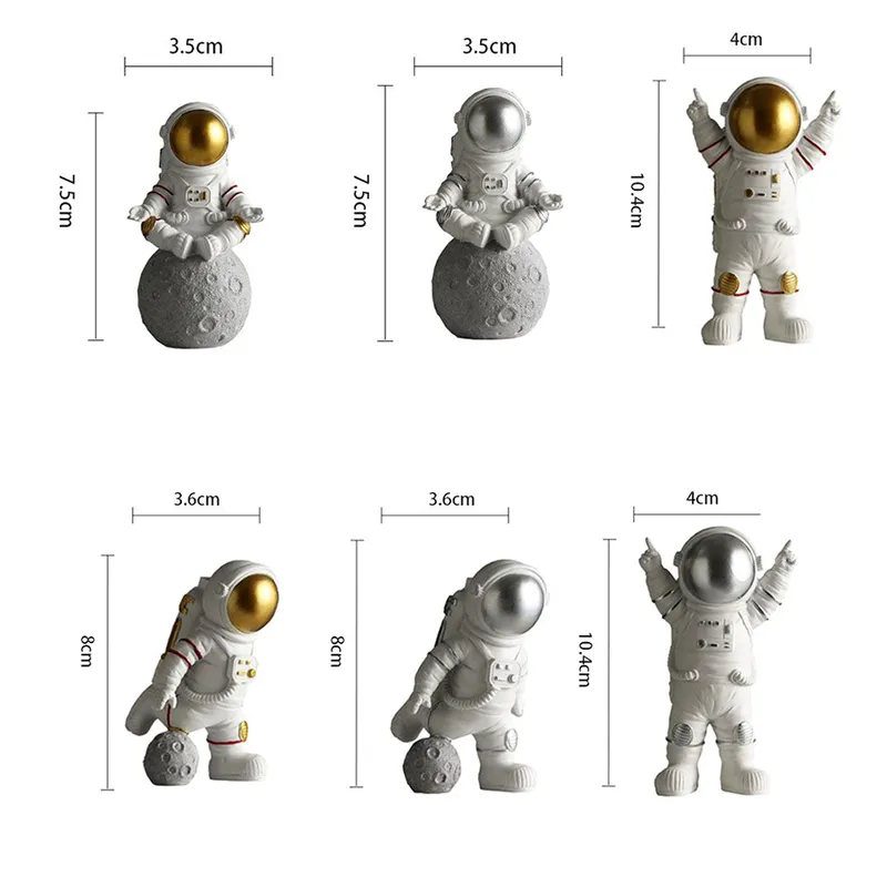 Astronaut Figurines Rzeźba Rzeźba Nowoczesne dekoracje Miniatury Ozdoby Stołu Kosmonaut Dekoracyjne 220811