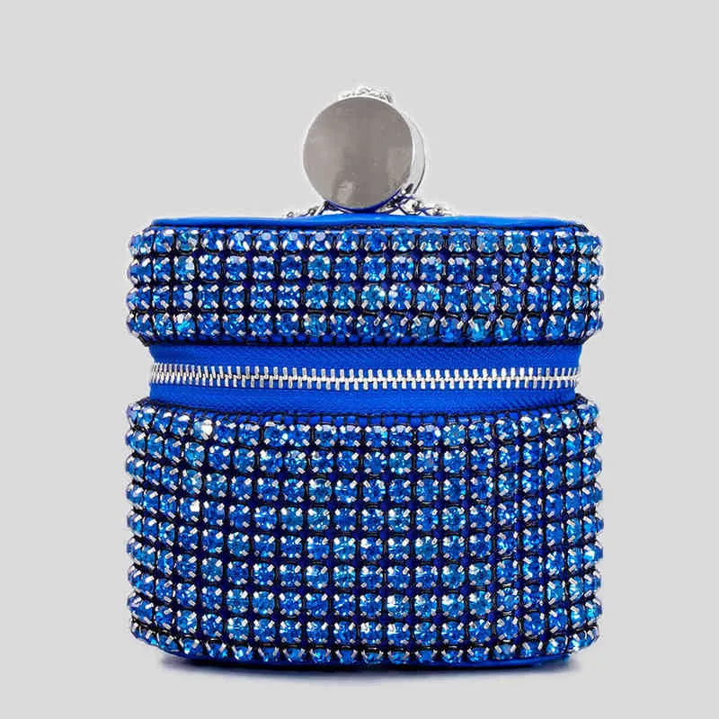 Luxury Diamonds Mini Crossbody Bolse for Women Diseñador Rhinestones Bolsos de hombro Shinny Bag Night Bag Fiesta de lápiz labial pequeño G220429