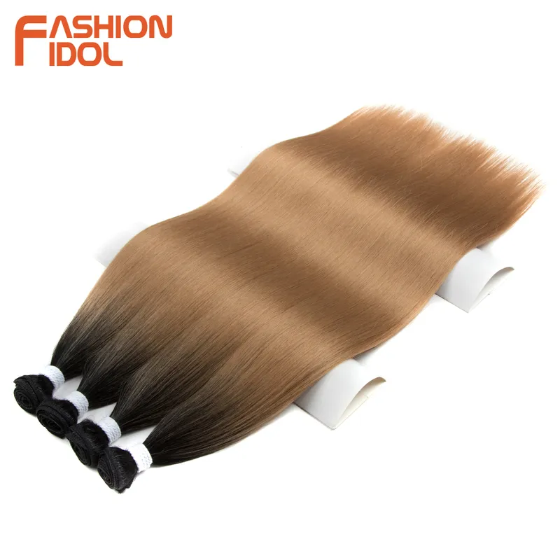 Bone rechte haar extensions Ombre blonde bundels super lange synthetische 24 inch vol tot einde mode idool 220622