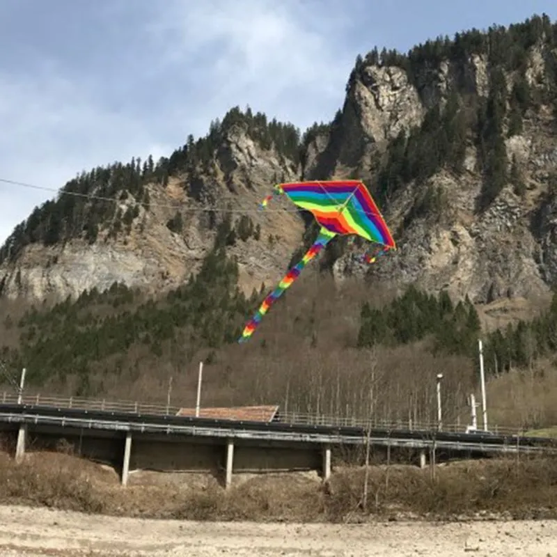 Tail de cauda longa Rainbow Kite Kites Flying Toys for Kids Kids A pipa vem com 30m de corda