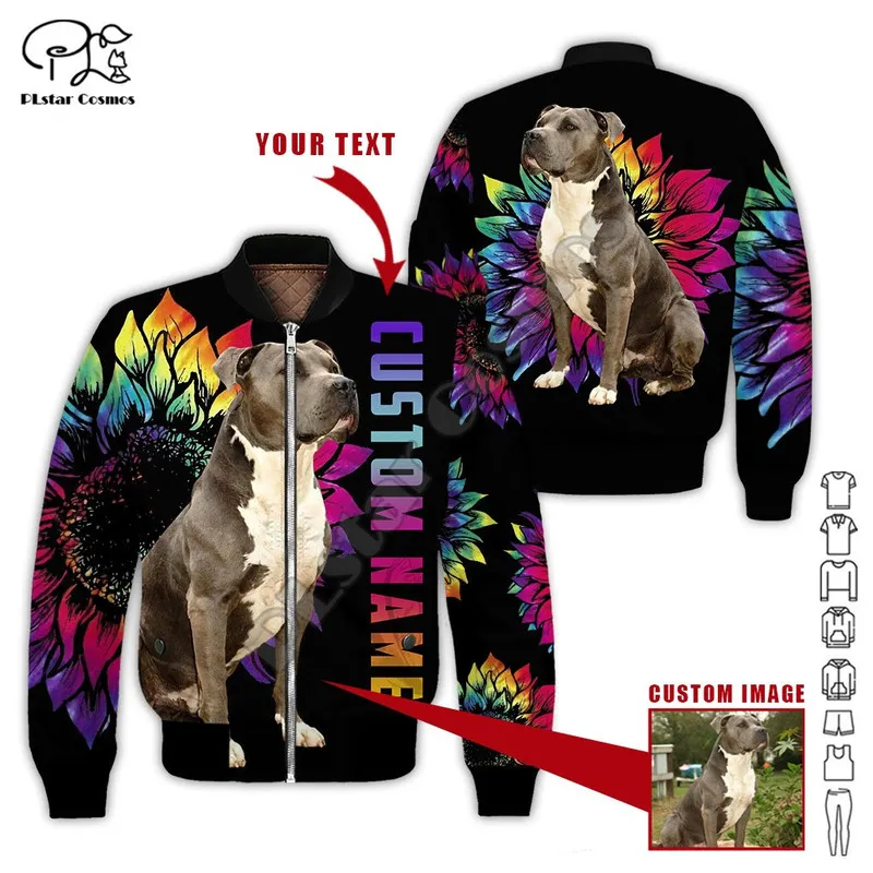 PLSTAR Cosmos Pit Bull Dog 3D Printed Flight Bomber Jackets Coat Compuit Зимний толстый толстый негабальный повседневный стиль с длинным рукавом P25 220704