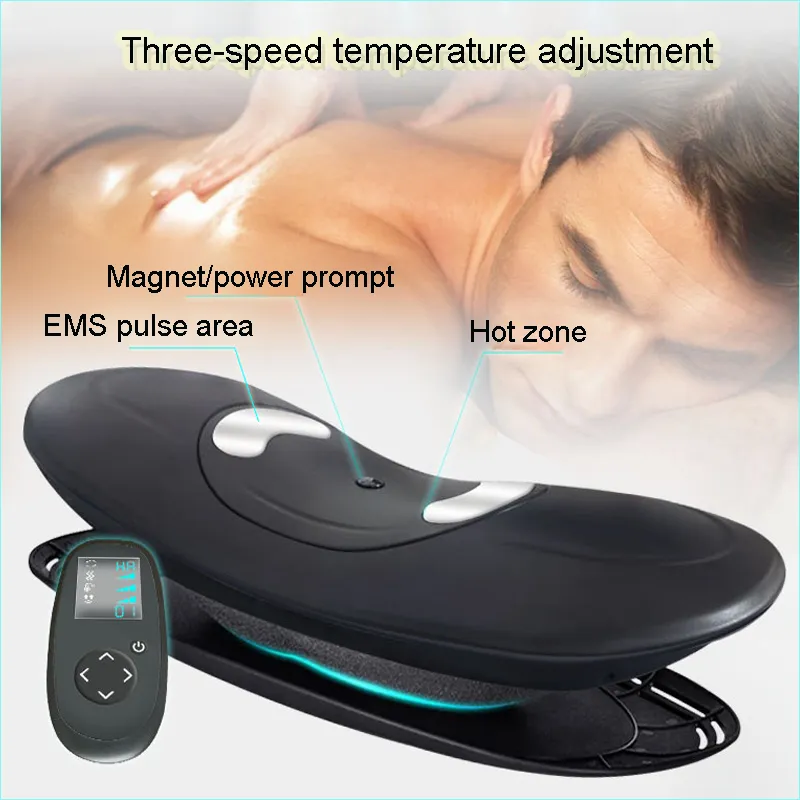 バックマサージャー電気腰椎牽引装置インテリゲージホットコンプレスネックウエストマッサージャー振動スパインサポートマッサージボディは痛みを和らげる
