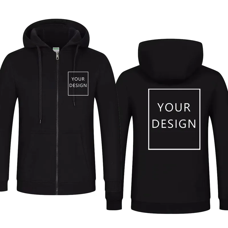 Your OWN Design cotton Cardigan sweater DIY Brand Picture Custom Men s zipper Hoodie picture printed men Women 220722