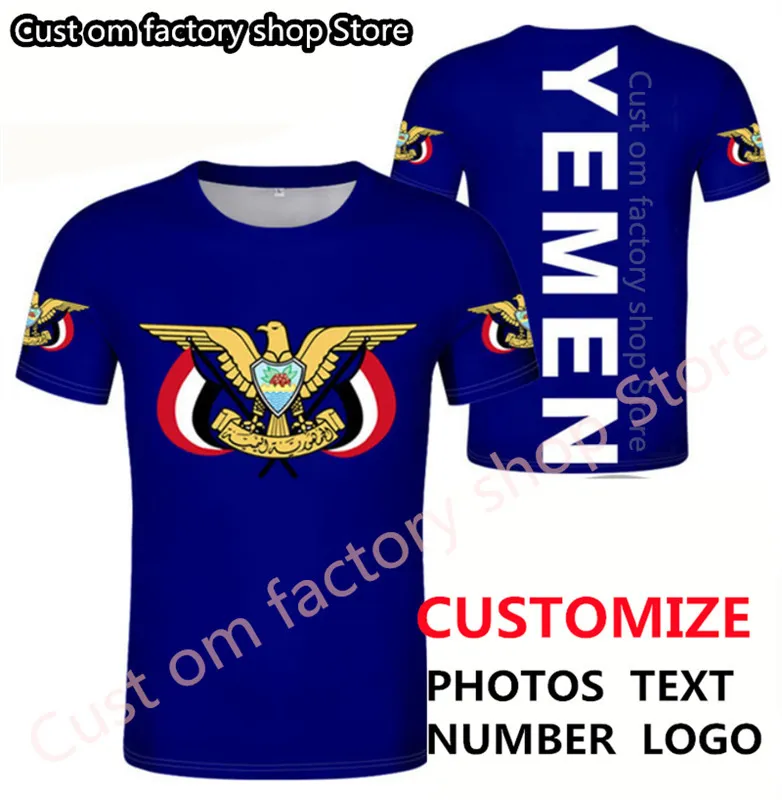 Yemen t Shirt DIY Bedava Özel Yapım İsim Numarası Yem T Shirt Nation Flag Ye İslam Arap Arap Ülke Cumhuriyeti Baskı P O Giyim 220616