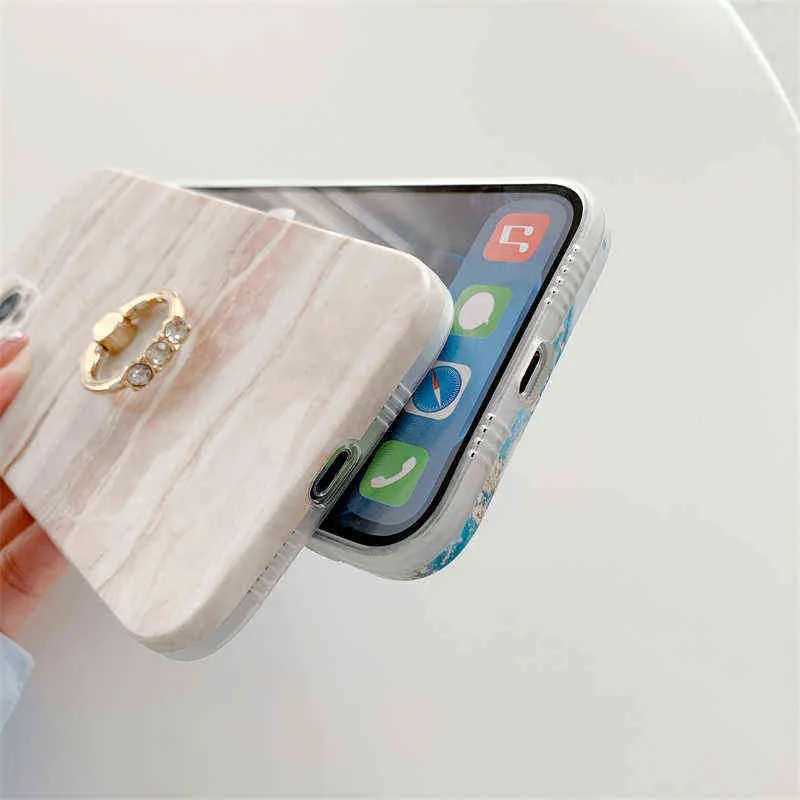 Mode Ultra mince Marble Mat Texture Texture Bague Bague de téléphone pour iPhone 13 12 11 PRO XS MAX X XR 7 8 plus SE 2020 Couverture AA220325