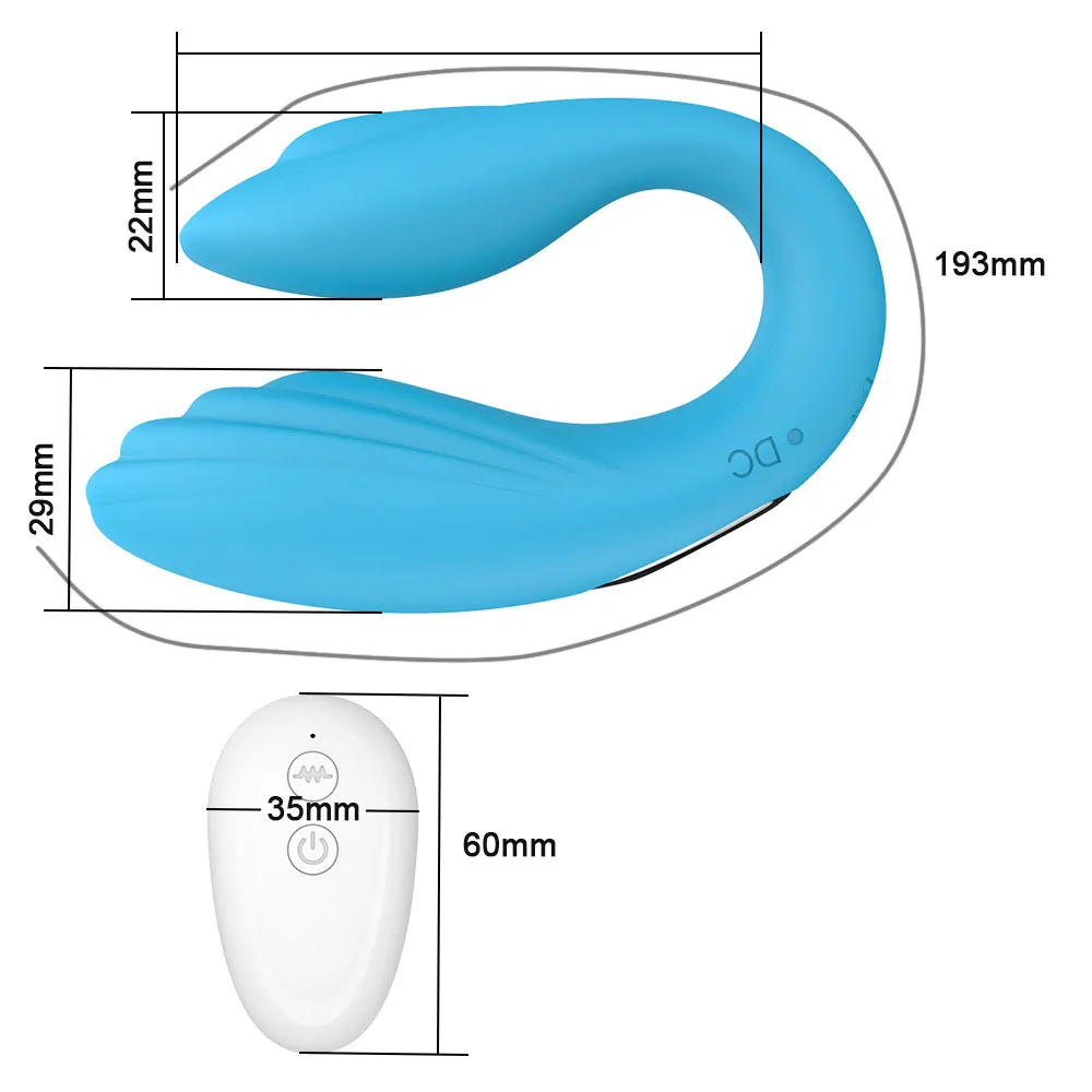 FBHSECL Stimolatore del punto G del vibratore a forma di U Prodotti adulti Vibratore con telecomando senza fili Giocattolo sexy in silicone a doppia testa le donne