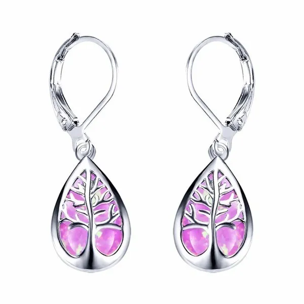 French Drop Shaped Imitation Aobao Ear Hook Silver Color Tree of Life Earrings Fashion Jewelry Gift for Women 220721