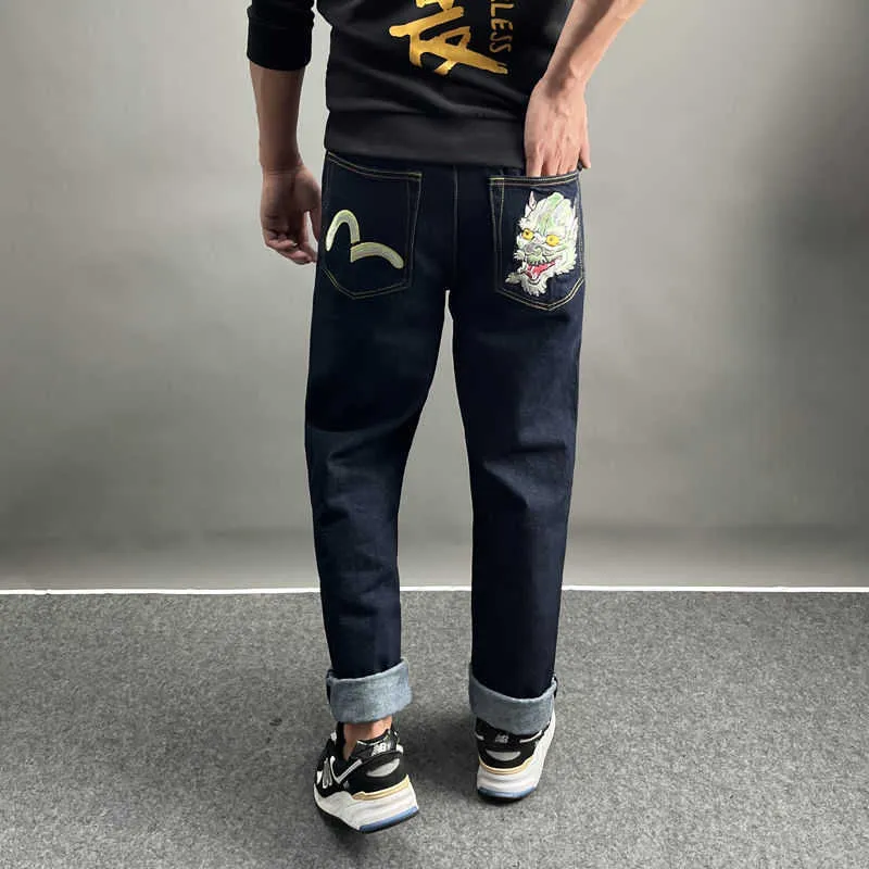 Роскошный дизайнер для мужчин New Fushen Jeans Popult Fashion Brand Size M Персонализированные печатные вышитые брюки Slim Fit Универсальные жаккардовые штаны