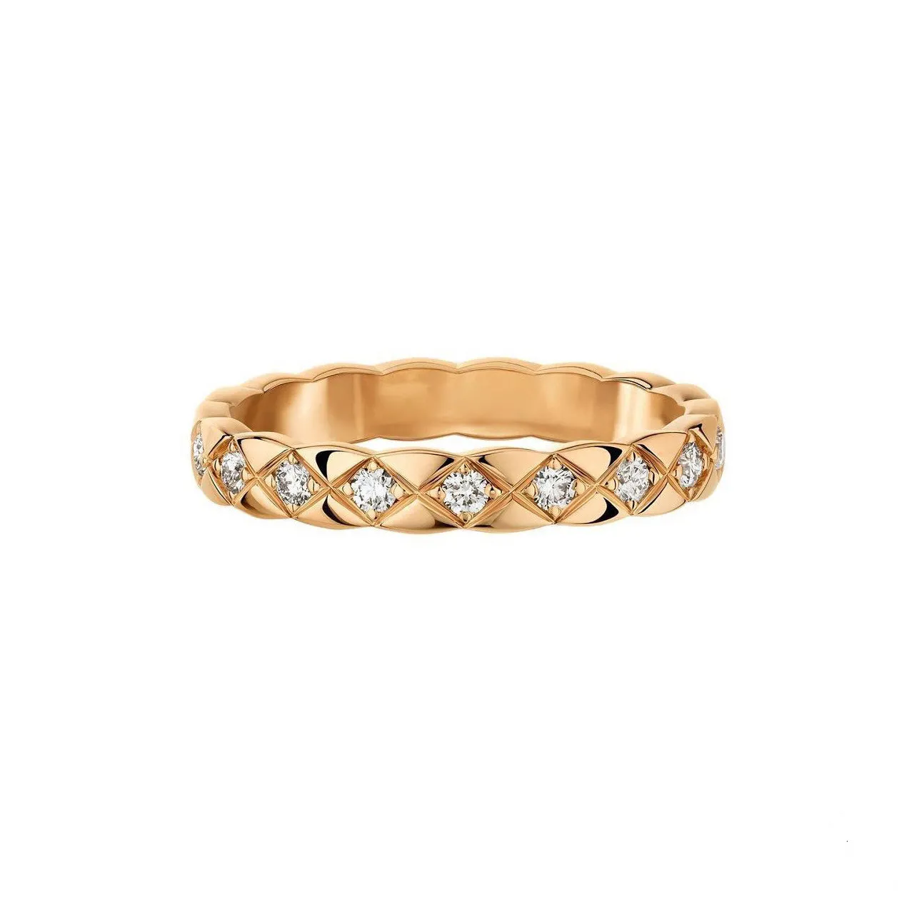 Anel polido de banda alta com verificação de diamante, design clássico, anéis de amantes femininos, multicolorido, aço inoxidável, anéis de casal, joias da moda who2134
