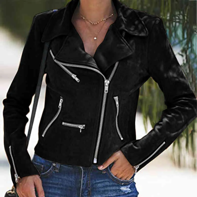 Winter Faux Leather Jacket Women Vintage Casual Zipper Loose Motorcycle Jackets Female Bomber Casual Outwear Oversized Punk Coat L220801