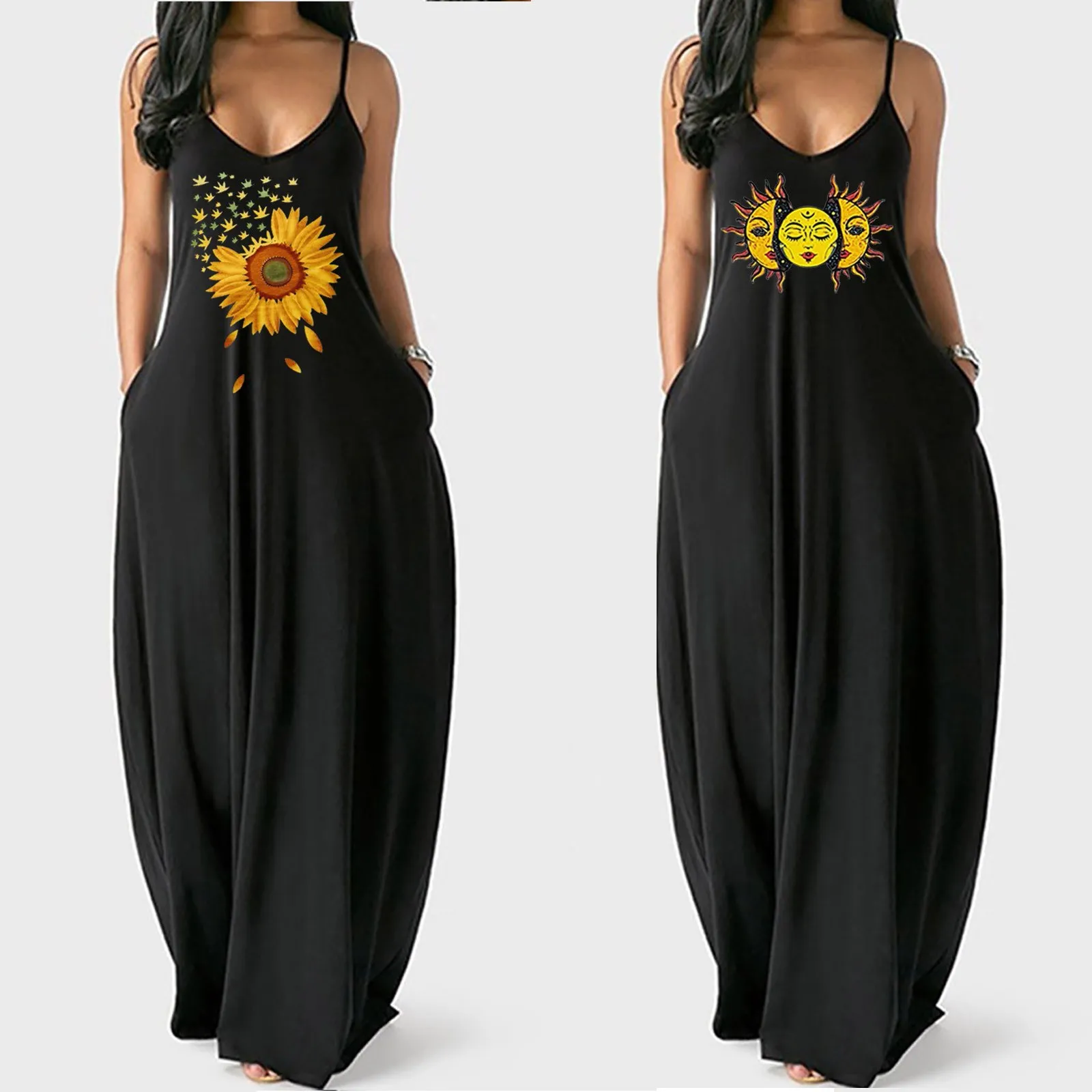 Women summer dress Casual Loose Pocket Dress Fashion Beach Style Sleeveless Temperamental vestido de mujer