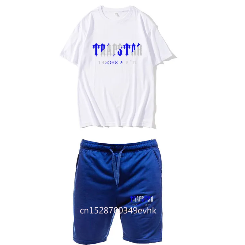 TRAPSTAR футболка и шорты комплект из 2 предметов мужской спортивный костюм летняя спортивная одежда для фитнеса хлопковые топы с короткими рукавами спортивный костюм 220726