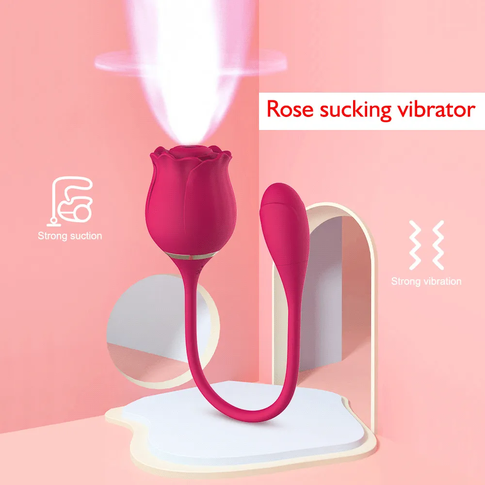 Vibromasseur suceur vagin en forme de Rose 10 vitesses gode point G Oral Clitoris ventouse Stimulation érotique sexy jouets pour femmes
