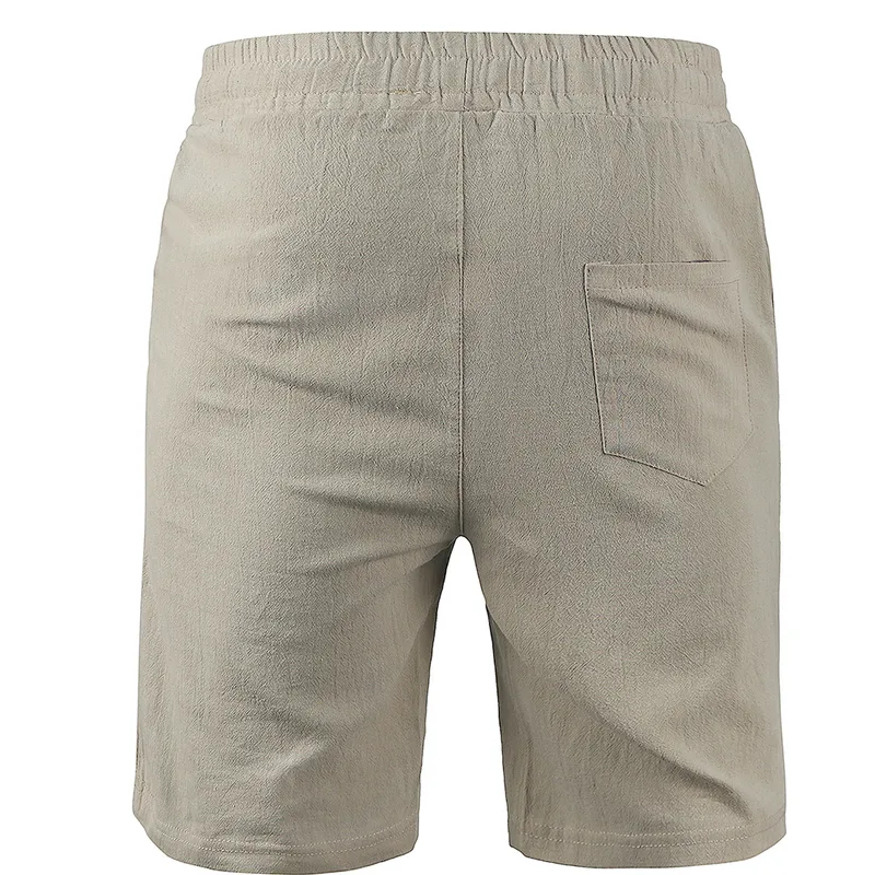 KB Men S Bawełniane szorty lniane spodnie męskie letnie oddychanie stałe kolory spodnie fitness Streetwear S 3xl 220715