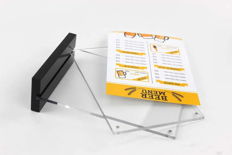 Высококачественная черная базовая базовая A4 Акриловая магнитная фоторама для настольной рамки на рабочем столе стойка стойка акрилового метки табеля