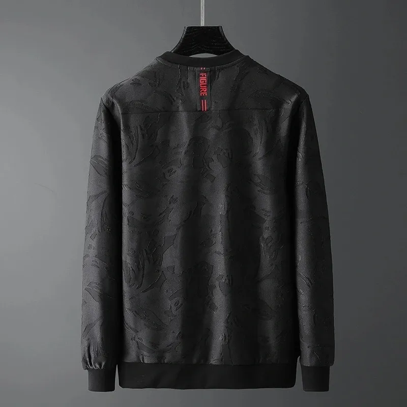 Autumn mercerized cotton brand European printed diamond sweater men's long sleeve round neck Pullover tshirt mens wear 220815
