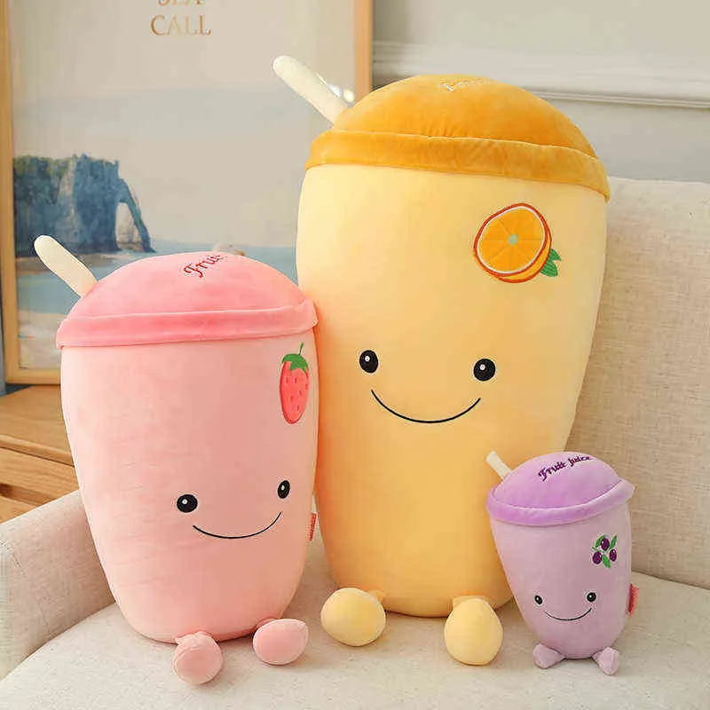 Neue cm Fruchtsaft Flasche Tasse Spielzeug vollständig gefüllt Bubble Tea Pop Avocado Orange Erdbeere Traube Dekor Plüschtier Requisiten Kinder J220704