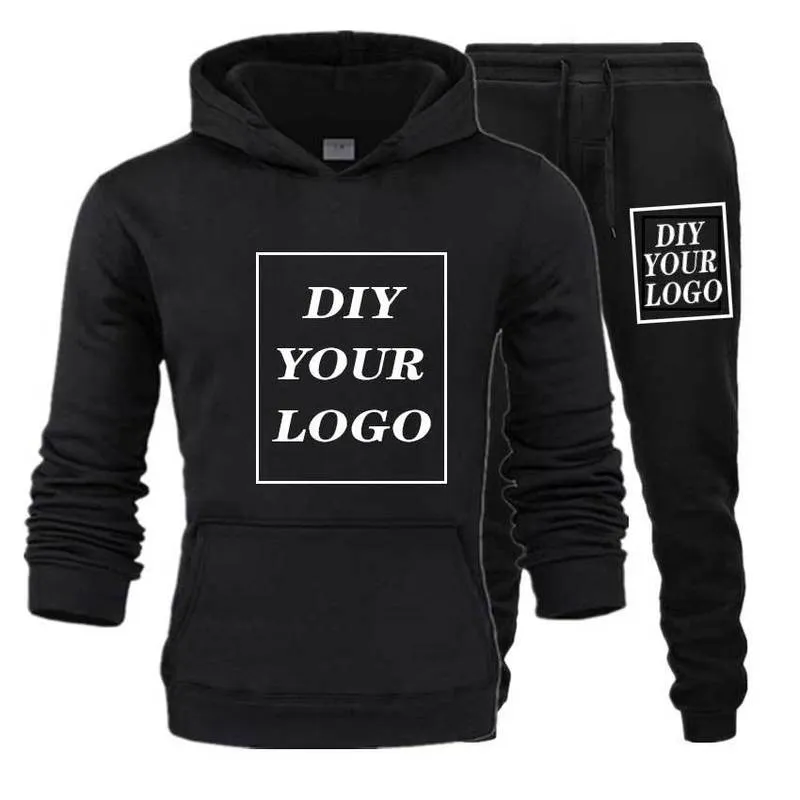 Customized Print Hoodies and pants thick Sweatshirt Comfortable Unisex DIY Streetwear tracksuit Drop Pullovers 220712