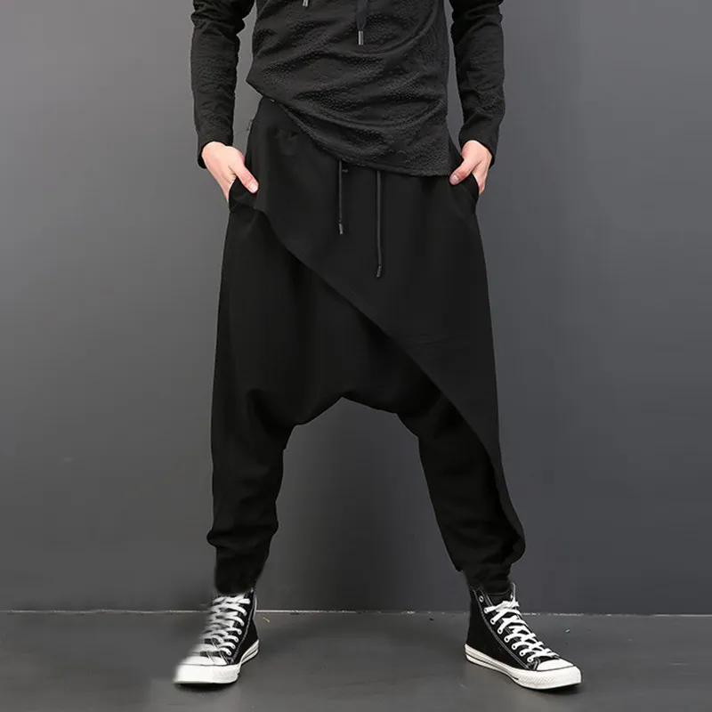 Incerun Men Harem Pants Elastic Waist Streetwear Dropcrotch Ounser