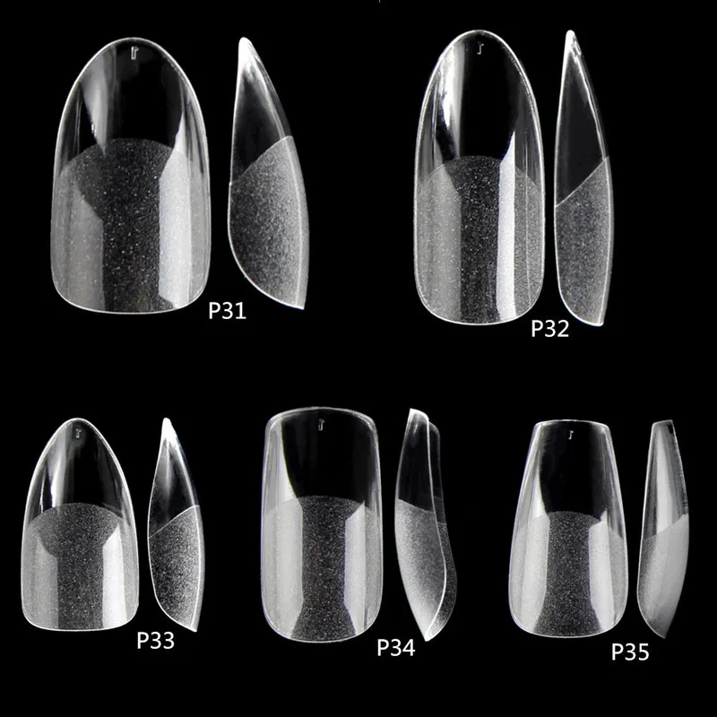 False Nails Acrylic Tips Soft Gel Clear Art Matte Underneath Fake Coffin Stiletto Press On 220716