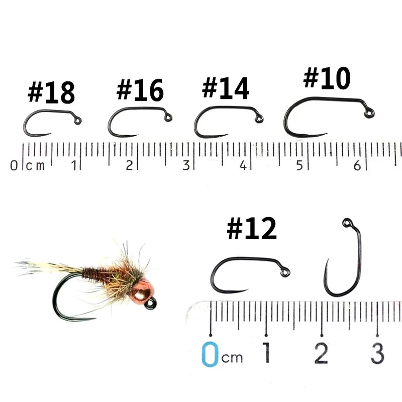 Bimoo 60 Degree Barbless Nymph Jig Fly Hook Trout Nymphing Fly Hooks #10 #12 #14 #16 #18 220812