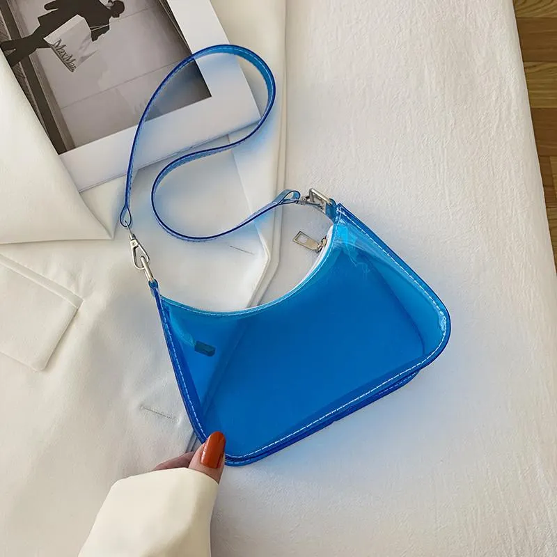 Borse da sera gelatina fluorescente mini donne spalla trasparente trasparente elegante elegante borsa femminile borse telefonica sacchetti ascelle 2022 TRE331J