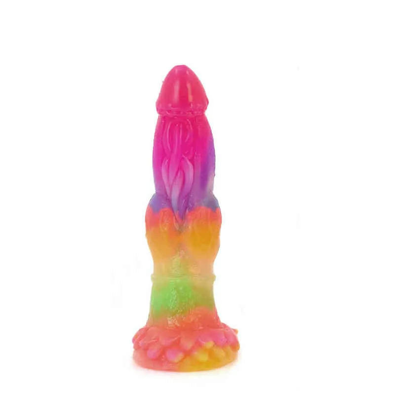 NXY Dildos Silikon Lysande specialformad penis för nybörjare Man och Kvinna Sugkopp Små Anus Vuxen Sex Produkter 0317