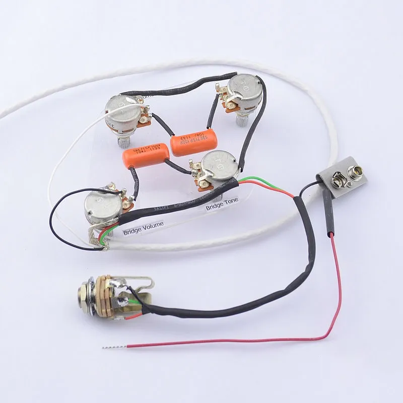 Electric Guitar Active Pickup Wiring Harness  4x TQ 25K Pots + 1x Jack 